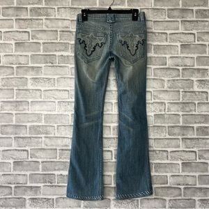 Antik Denim Embroidered Boot Cut Jeans Medium Wash Embroidered Stitched Flare 26